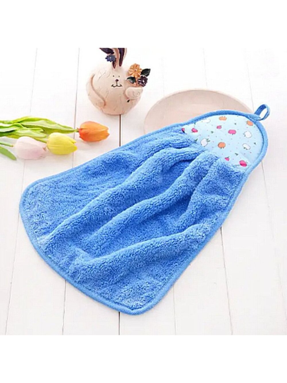 Anna Apple Decorative Fingertip Towel with Hanging Loop Sky Blue Gift Packaged